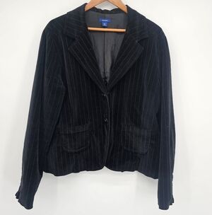 Docker Black Velour Pin Strips Womens Blazer Size Xl